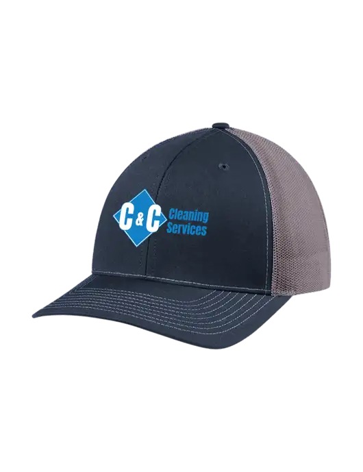 Richardson Adjustable Snapback Original 112 Trucker Cap Navy w/Charcoal Mesh w/C & C Cleaning Services Logo