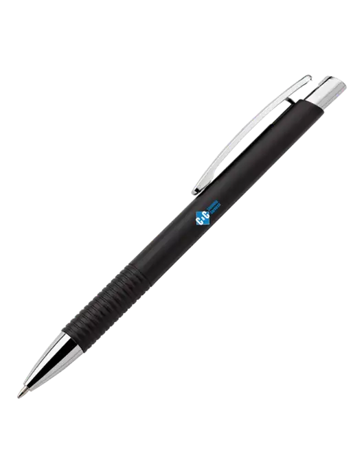 Malay Black Ballpoint Pen - Blue Ink w/C & C Cleaning Services Logo