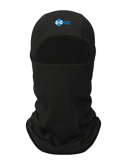 Black CornerStone Smooth Fleece Face Mask w/C & C Cleaning Services Logo