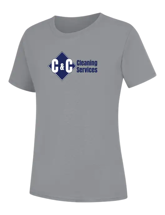 Womens Light Grey Heather Core Blend Tee w/C & C Cleaning Services Logo
