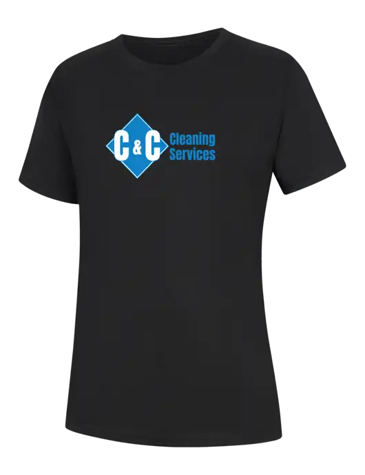 Womens Black Core Blend Tee w/C & C Cleaning Services Logo