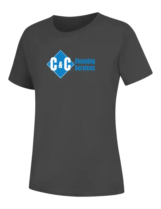 Womens Charcoal Core Blend Tee w/C & C Cleaning Services Logo