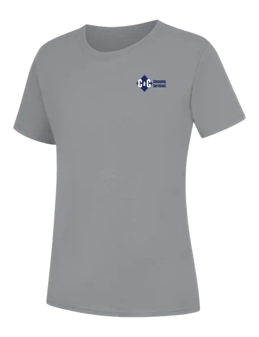 Womens Light Grey Heather Core Blend Tee w/C & C Cleaning Services Logo