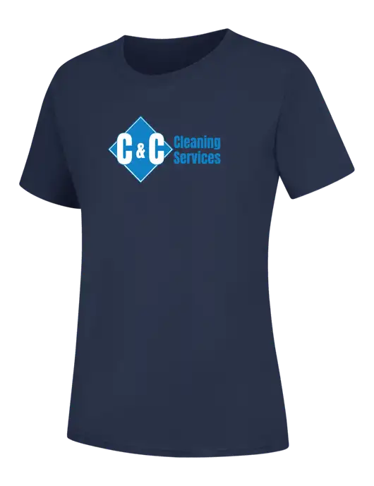 Womens Navy Core Blend Tee w/C & C Cleaning Services Logo