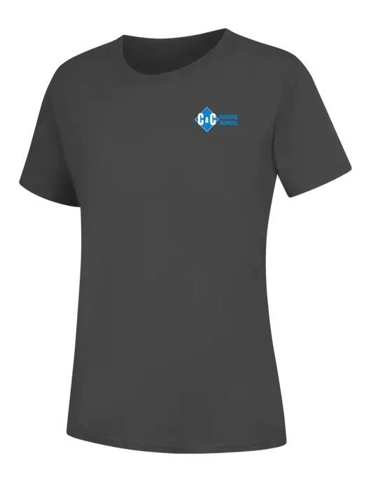 Womens Charcoal Core Blend Tee w/C & C Cleaning Services Logo