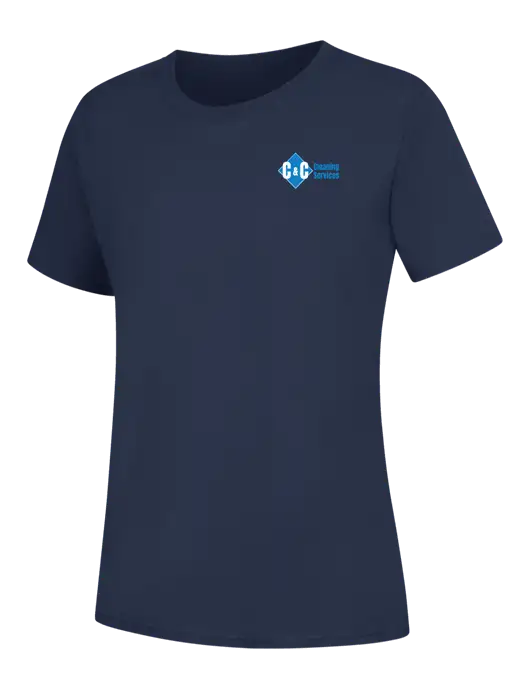 Womens Navy Core Blend Tee w/C & C Cleaning Services Logo