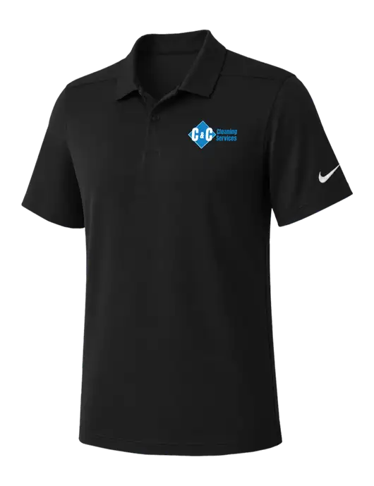 Nike Black Dry Essential Solid Polo w/C & C Cleaning Services Logo