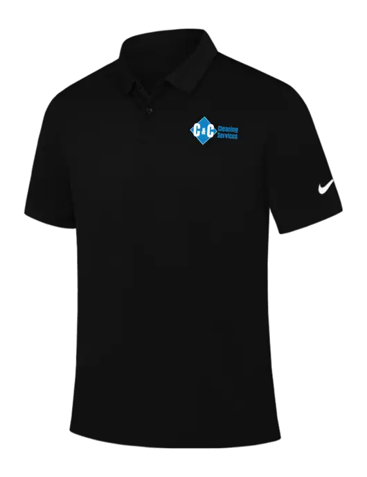 Nike Black Dry Essential Solid Polo w/C & C Cleaning Services Logo
