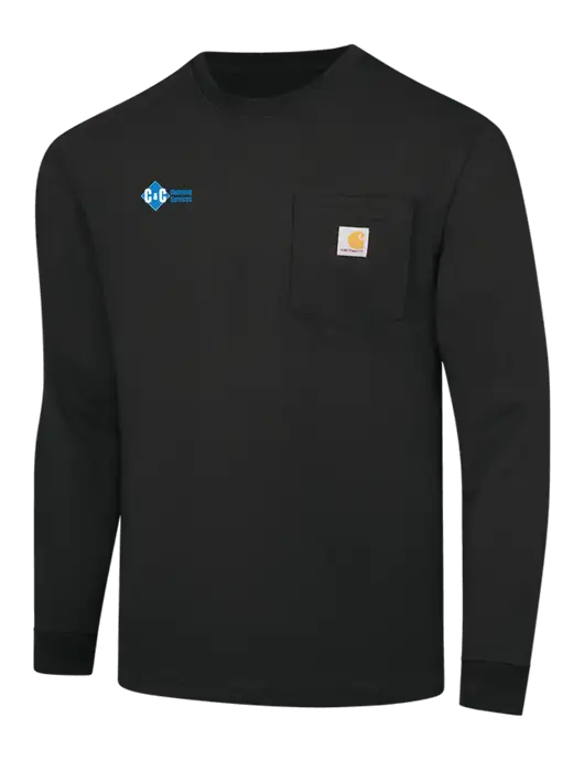 Carhartt Black Workwear Pocket Long Sleeve T-Shirt w/C & C Cleaning Services Logo