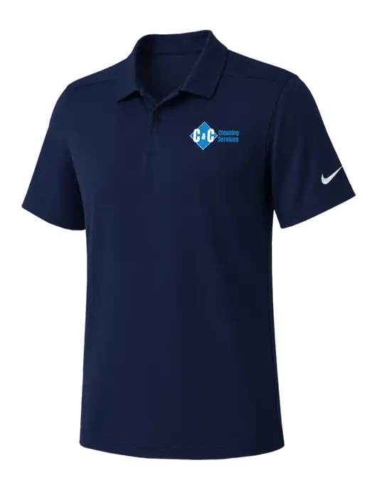 Nike Navy Dry Essential Solid Polo w/C & C Cleaning Services Logo