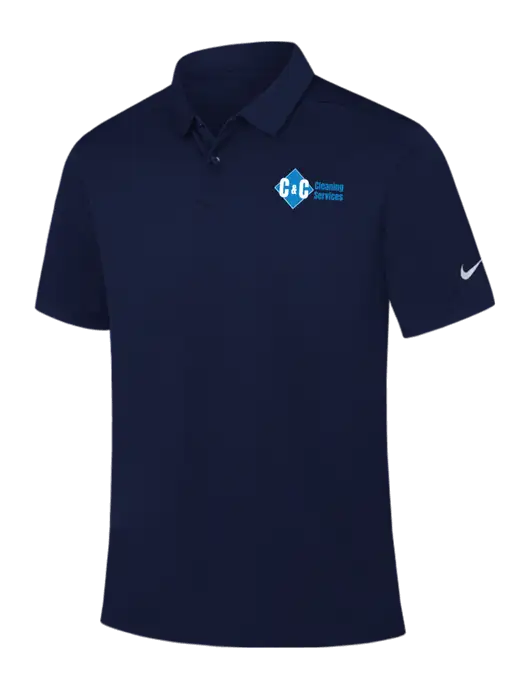 Nike Navy Dry Essential Solid Polo w/C & C Cleaning Services Logo