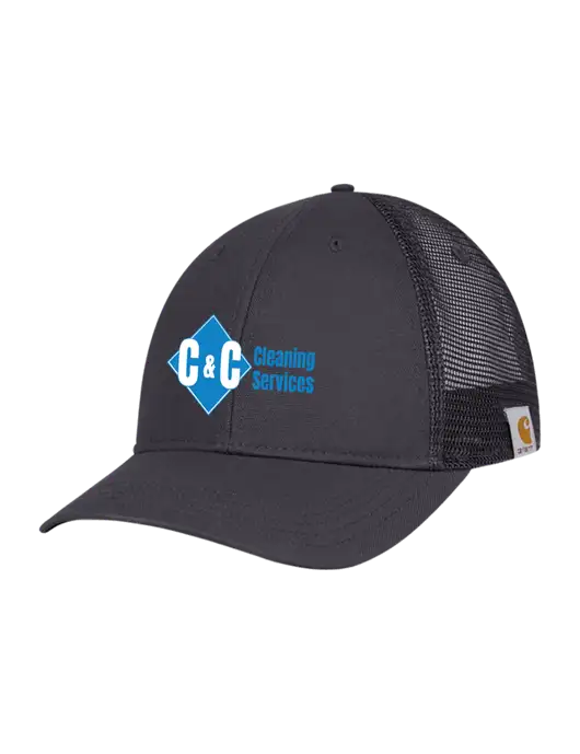 Carhartt Dark Grey Canvas Trucker Cap w/C & C Cleaning Services Logo