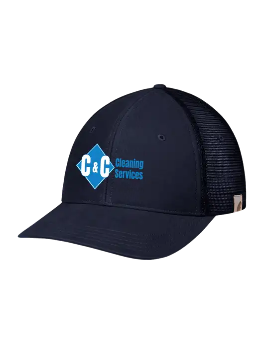Carhartt Navy Canvas Trucker Cap w/C & C Cleaning Services Logo