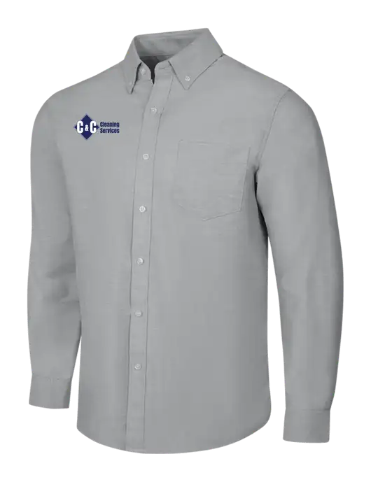 Light Grey SuperPro Oxford Shirt w/C & C Cleaning Services Logo