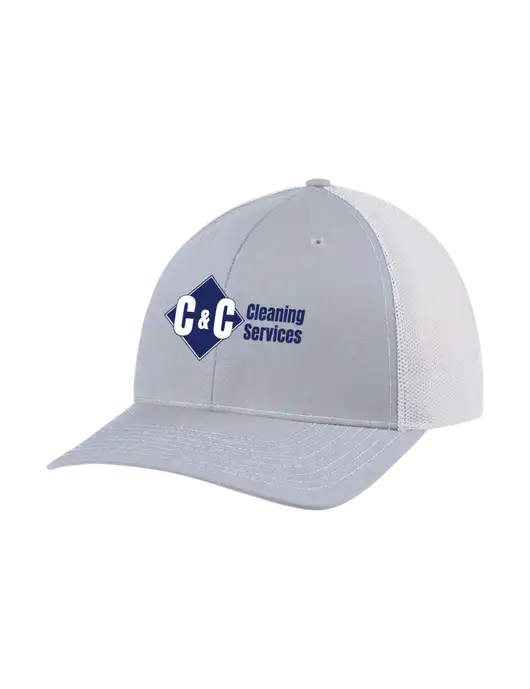 Richardson Adjustable Snapback Original 112 Trucker Cap Light Heather Grey w/White Mesh w/C & C Cleaning Services Logo