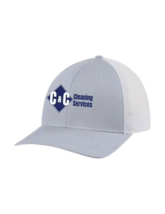 Richardson Adjustable Snapback Original 112 Trucker Cap Light Heather Grey w/White Mesh w/C & C Cleaning Services Logo