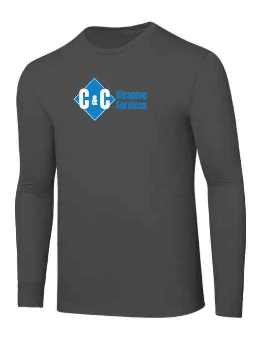 Seriously Soft Dark Grey Long Sleeve T-Shirt w/C & C Cleaning Services Logo