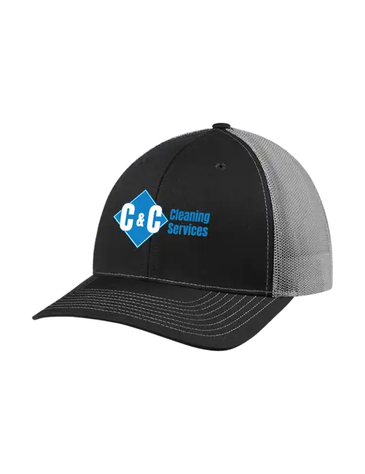 Richardson Adjustable Snapback Original 112 Trucker Cap Black w/Charcoal Mesh w/C & C Cleaning Services Logo