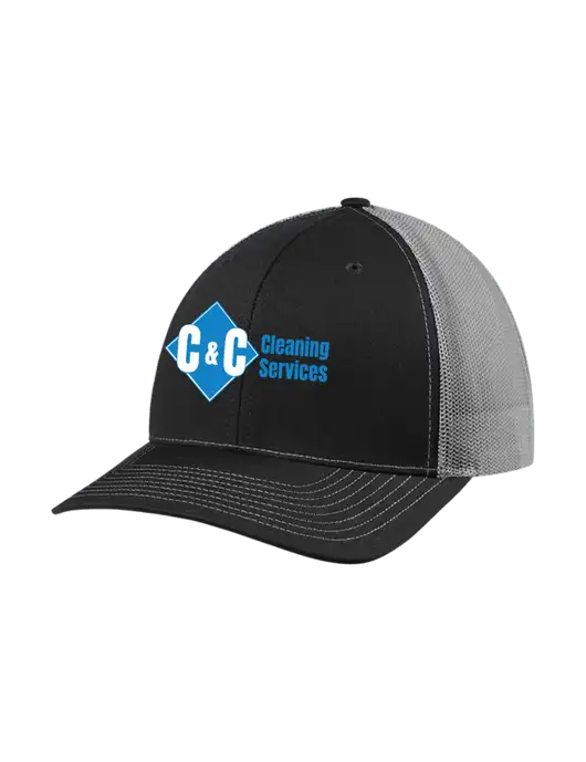 Richardson Adjustable Snapback Original 112 Trucker Cap Black w/Charcoal Mesh w/C & C Cleaning Services Logo