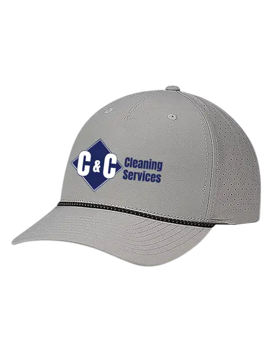 Richardson Laser Perf Performance Light Grey/Black-Grey Rope Cap w/C & C Cleaning Services Logo