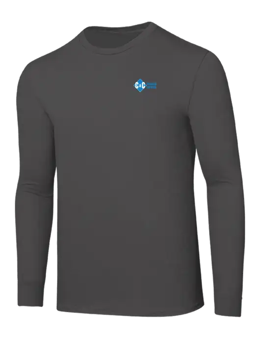 Seriously Soft Dark Grey Long Sleeve T-Shirt w/C & C Cleaning Services Logo
