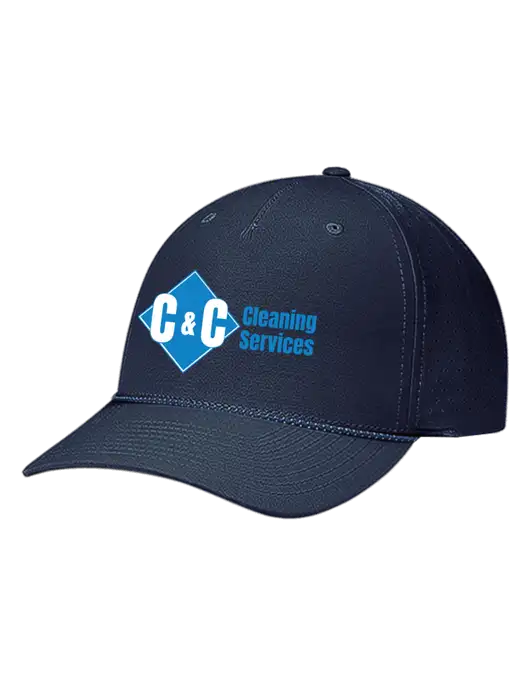 Richardson Laser Perf Performance Dark Navy/Navy-Grey-Blue Rope Cap w/C & C Cleaning Services Logo