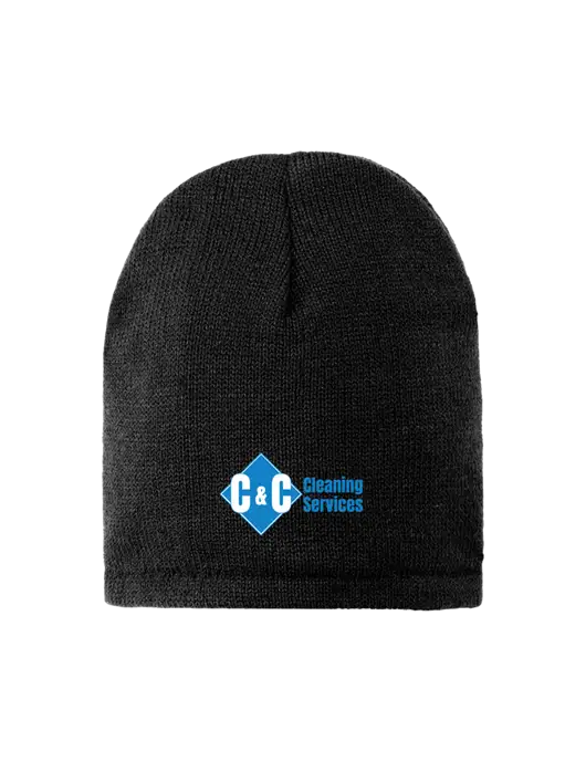 Black Fleece-Lined Beanie Cap w/C & C Cleaning Services Logo