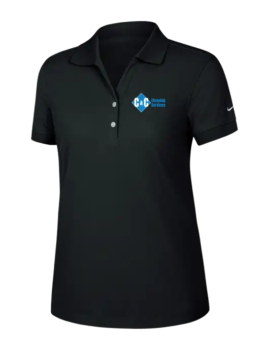Nike Womens Dri-FIT Classic Black Polo w/C & C Cleaning Services Logo
