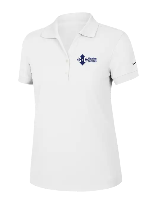 Nike Womens Dri-FIT Classic White Polo w/C & C Cleaning Services Logo