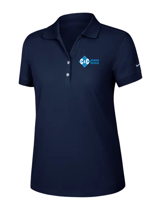 Nike Womens Dri-FIT Classic Dark Navy Polo w/C & C Cleaning Services Logo