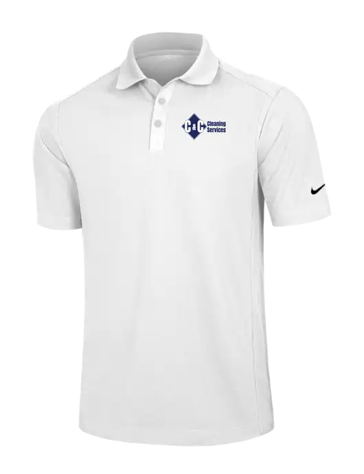 Nike White Dri-FIT Classic Polo w/C & C Cleaning Services Logo