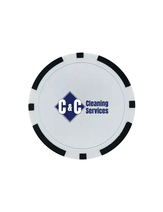 Black Poker Chip Ball Marker w/C & C Cleaning Services Logo