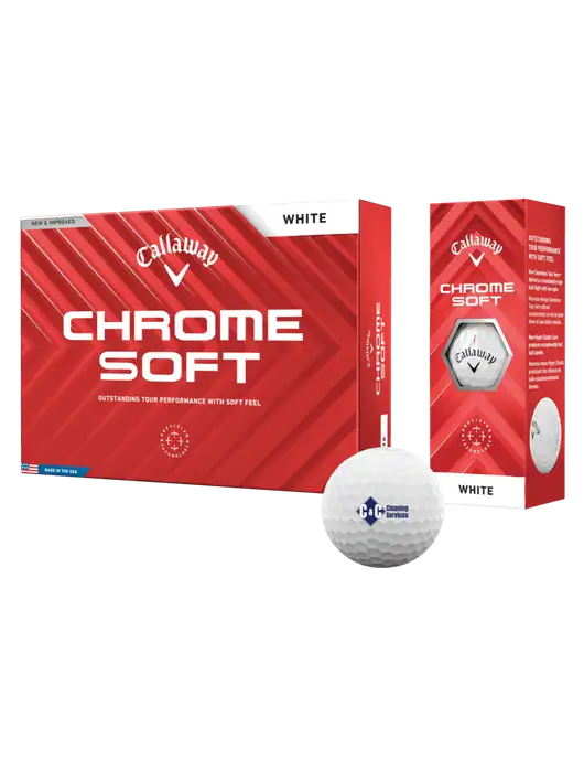 Callaway Chrome Soft Golf Balls 12/pk w/C & C Cleaning Services Logo