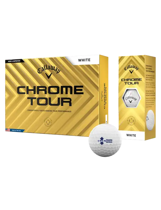 Callaway Chrome Tour Golf Balls 12/pkg w/C & C Cleaning Services Logo