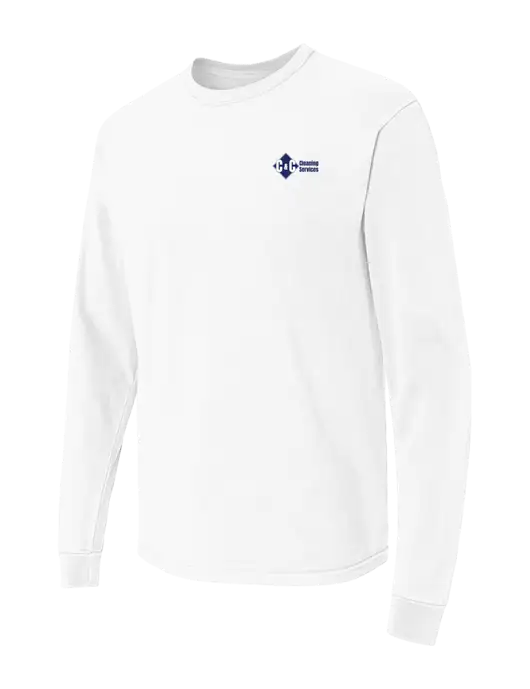 Comfort Colors Garment-Dyed White Heavyweight Long Sleeve T-Shirt w/C & C Cleaning Services Logo