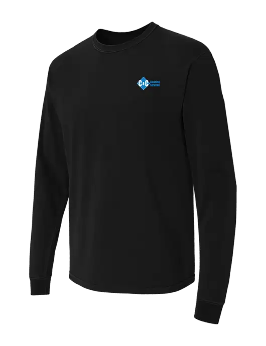 Comfort Colors Garment-Dyed Black Heavyweight Long Sleeve T-Shirt w/C & C Cleaning Services Logo