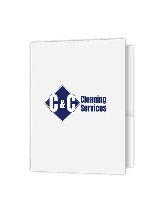 White Presentation Folder with Dual Pockets w/C & C Cleaning Services Logo