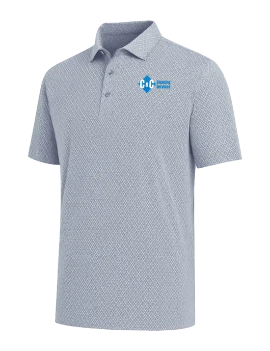 Callaway All-Over Stitched Medium Grey Chev Polo  w/C & C Cleaning Services Logo