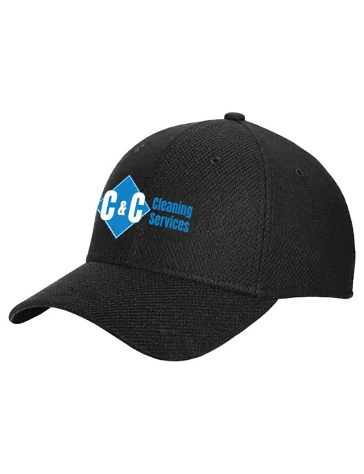 New Era Diamond Era Black Stretch Cap w/C & C Cleaning Services Logo