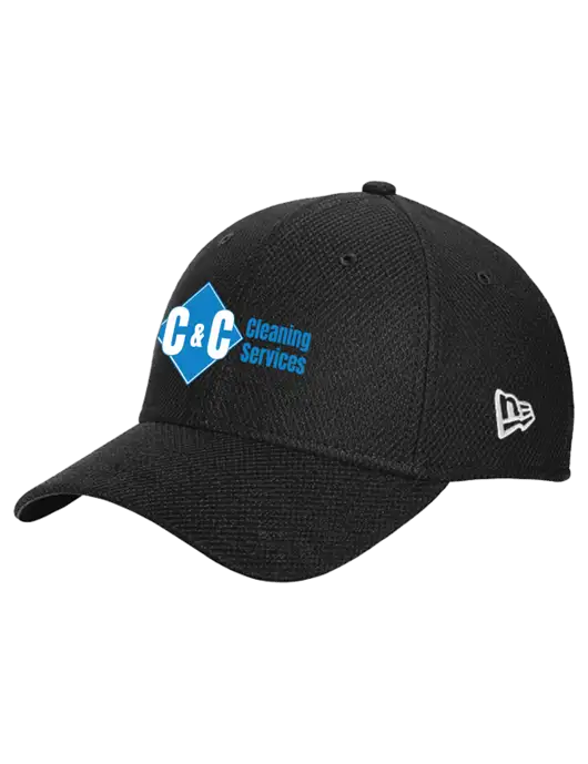 New Era Diamond Era Black Stretch Cap w/C & C Cleaning Services Logo