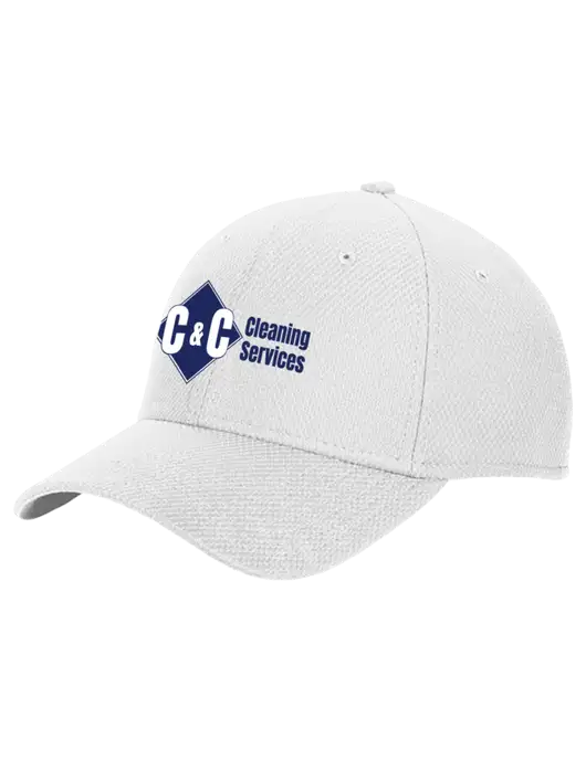 New Era Diamond Era White Stretch Cap w/C & C Cleaning Services Logo