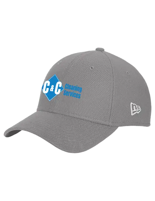 New Era Diamond Era Medium Grey Stretch Cap w/C & C Cleaning Services Logo