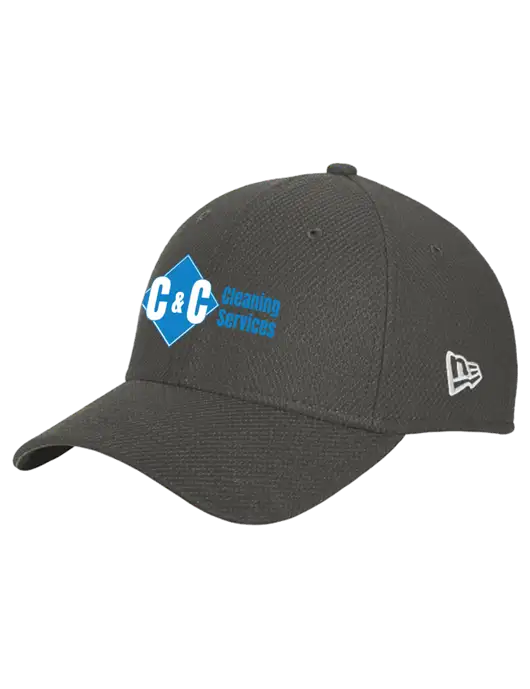 New Era Diamond Era Very Dark Grey Stretch Cap w/C & C Cleaning Services Logo