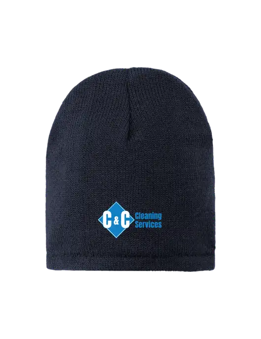 Dark Navy Fleece-Lined Beanie Cap w/C & C Cleaning Services Logo
