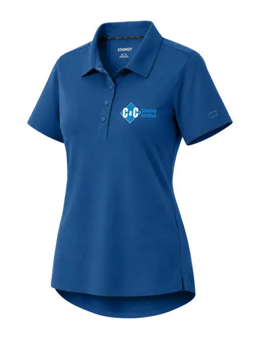 OGIO Womens Envision Light Navy Polo w/C & C Cleaning Services Logo