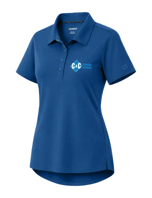 OGIO Womens Envision Light Navy Polo w/C & C Cleaning Services Logo