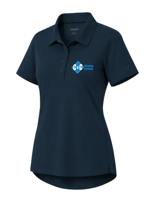 OGIO Womens Envision Dark Navy Polo w/C & C Cleaning Services Logo