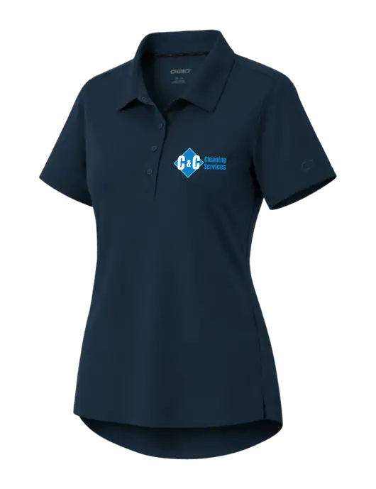 OGIO Womens Envision Dark Navy Polo w/C & C Cleaning Services Logo