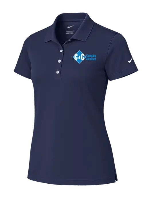 Nike Womens Dark Navy Tech Basic Dri-FIT Polo
 w/C & C Cleaning Services Logo