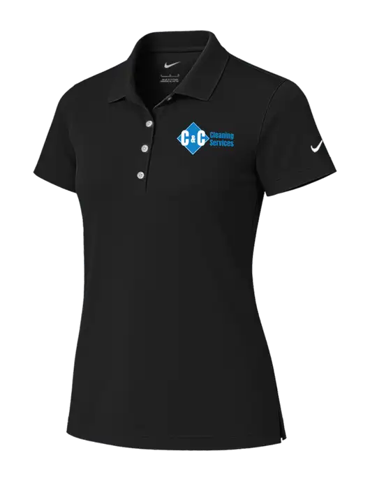 Nike Womens Black Tech Basic Dri-FIT Polo
 w/C & C Cleaning Services Logo